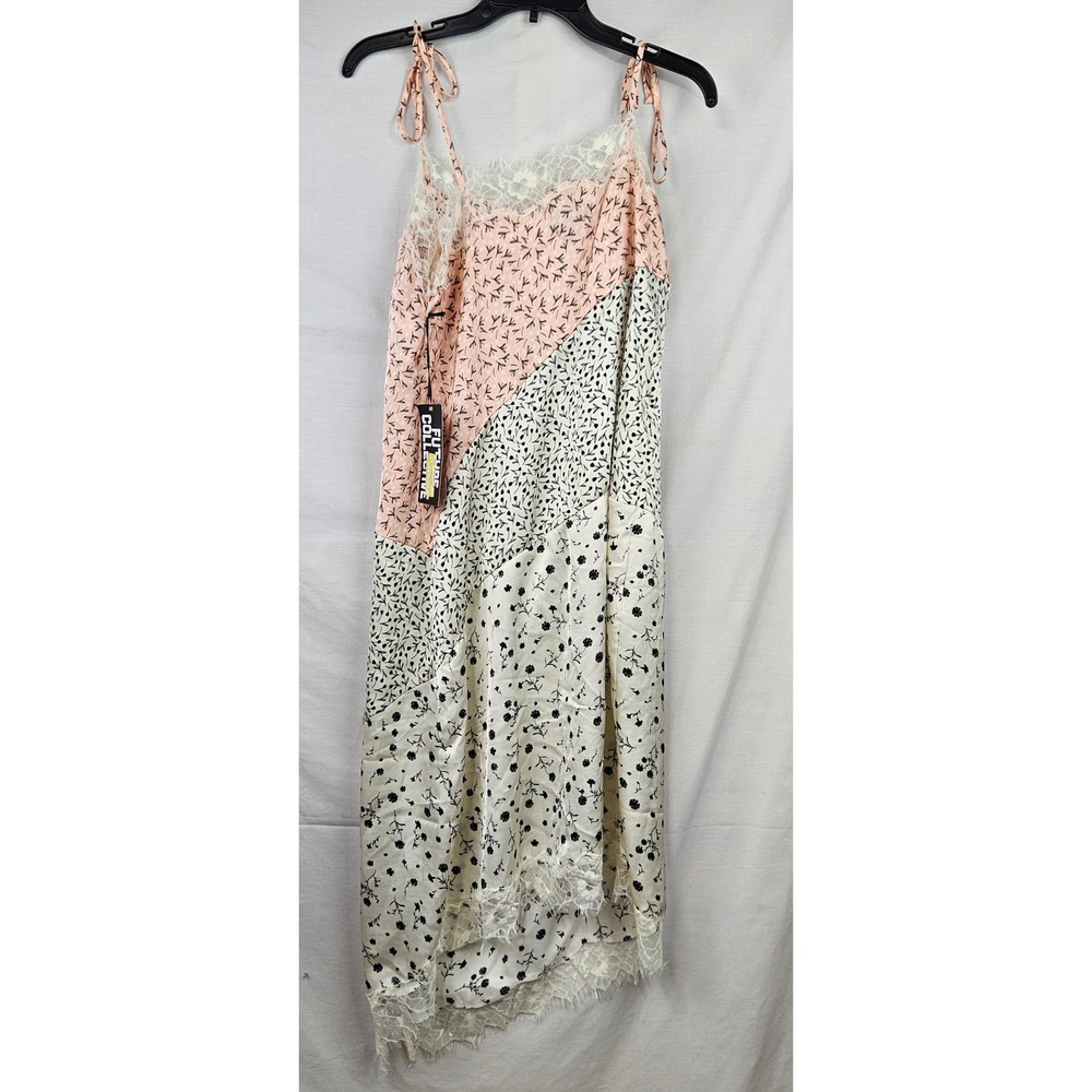 Future Collective Floral Lace Trim Satin Slip‎ Dress Pink M Fairycore Coquette - Picture 5 of 8